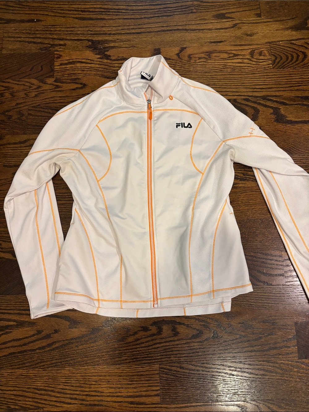 FILA White Jacket with Orange Trim Full-Zip Athletic Top